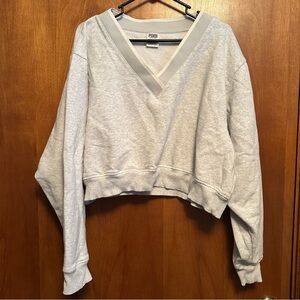 Victorias Secret Pink Vneck Crop Sweatshirt XXL 2XL